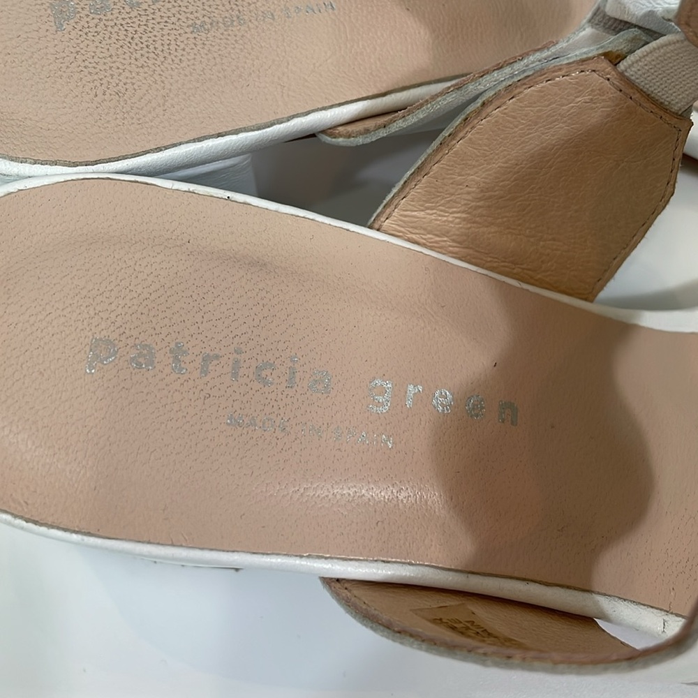 Patricia Green Palm Beach Block Sandals Size 7 White Low Heel Slip On - Picture 6 of 14